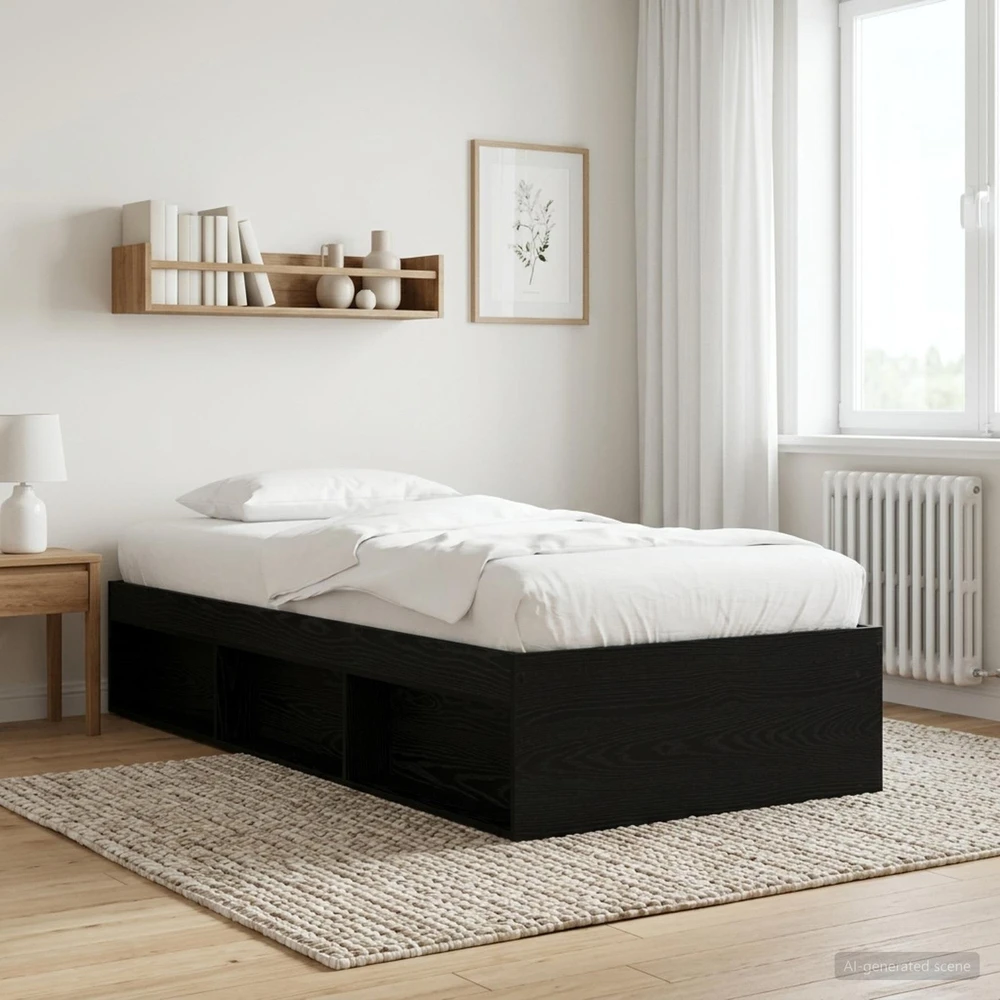 Lova Lovos rėmas su saugojimu su lentyna Juodojo ąžuolo 80 x 200 cm