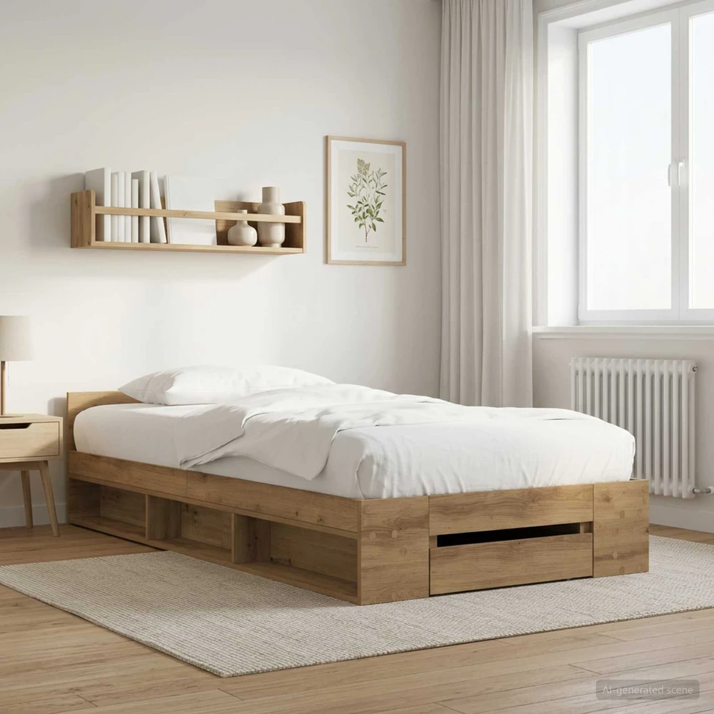 Lova Lovos rėmas su saugojimu su stalčių Artisano ąžuolo 80 x 200 cm