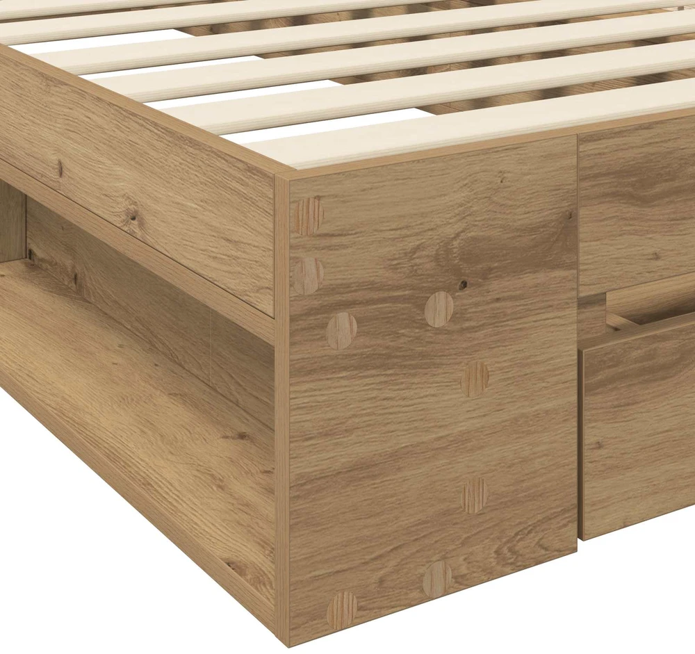 Lova Lovos rėmas su saugojimu su stalčių Artisano ąžuolo 80 x 200 cm