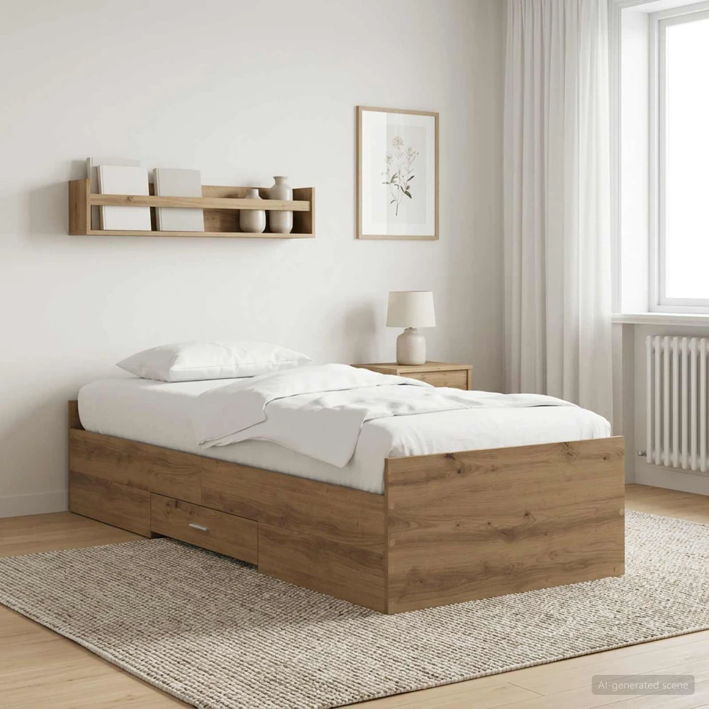 Lova Lovos rėmas su saugojimu su stalčių Artisano ąžuolo 80 x 200 cm