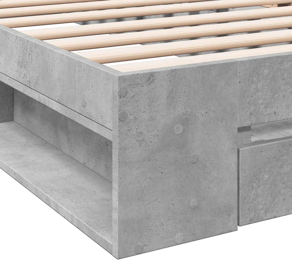 Lova Lovos rėmas su saugojimu su stalčių Betono pilka 80 x 200 cm