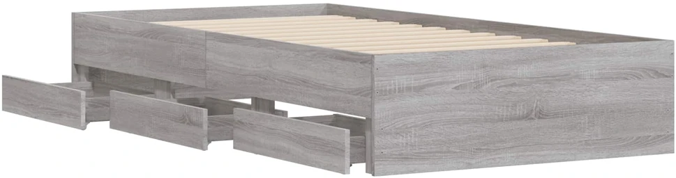 Lova Lovos rėmas su saugojimu Betono pilka Apdirbta mediena