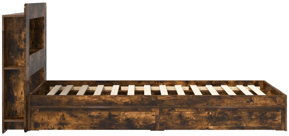 Lova Lovos rėmas su saugojimu su stalčių Dūminio ąžuolo 90 x 190 cm