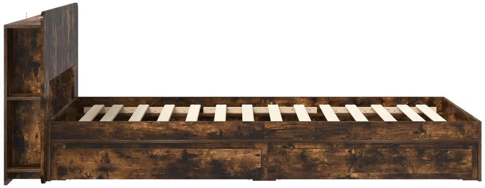 Lova Lovos rėmas su saugojimu su stalčių Dūminio ąžuolo 100 x 200 cm