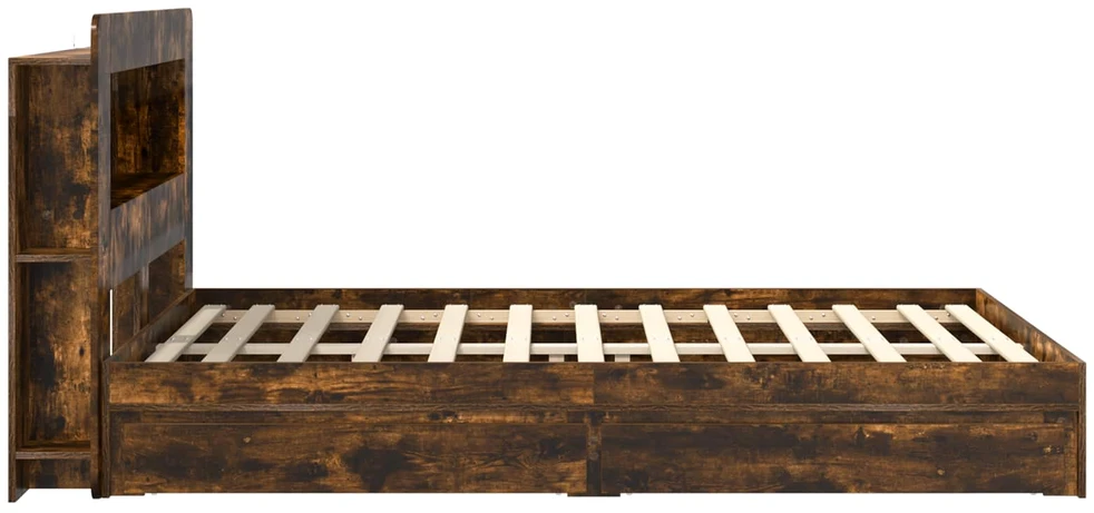 Lova Lovos rėmas su saugojimu su stalčių Dūminio ąžuolo 135 x 190 cm