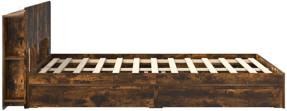 Lova Lovos rėmas su saugojimu su stalčių Dūminio ąžuolo 135 x 190 cm