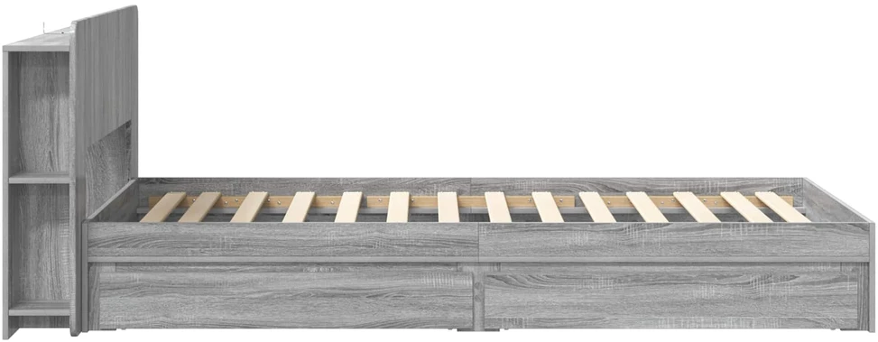 Lova Lovos rėmas su saugojimu su stalčių Pilka Sonoma 90 x 200 cm
