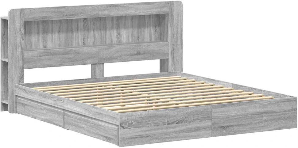 Lovos rėmas su saugojimu su stalčių Pilka Sonoma 200 x 200 cm
