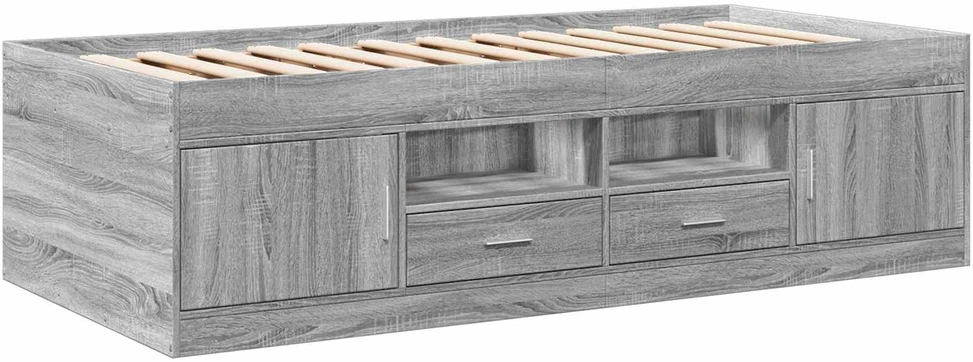 Lova Lovos rėmas su saugojimu su stalčių Pilka Sonoma 80 x 200 cm