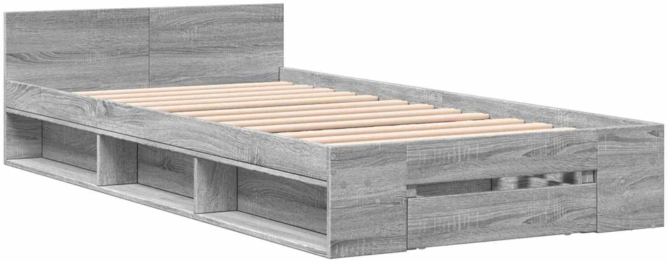 Lova Lovos rėmas su saugojimu su stalčių Pilka Sonoma 80 x 200 cm