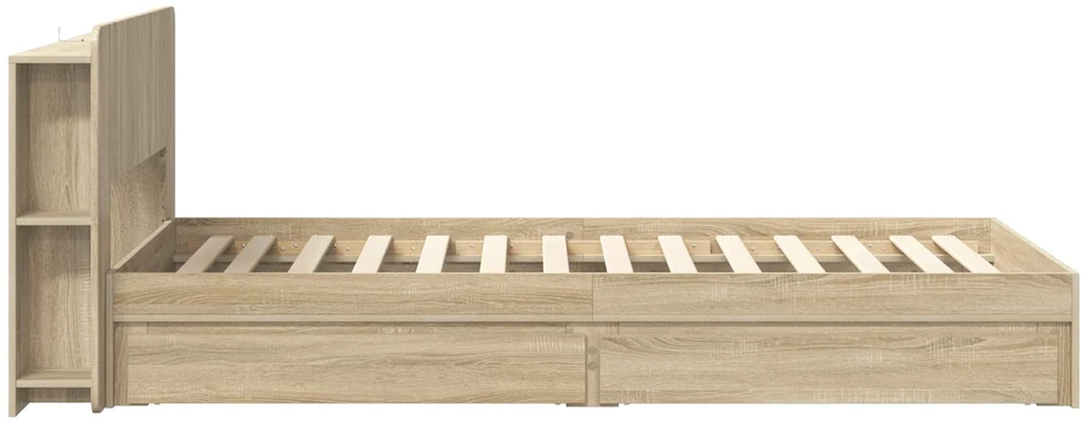 Lova Lovos rėmas su saugojimu su stalčių Sonoma ąžuolas 100 x 200 cm