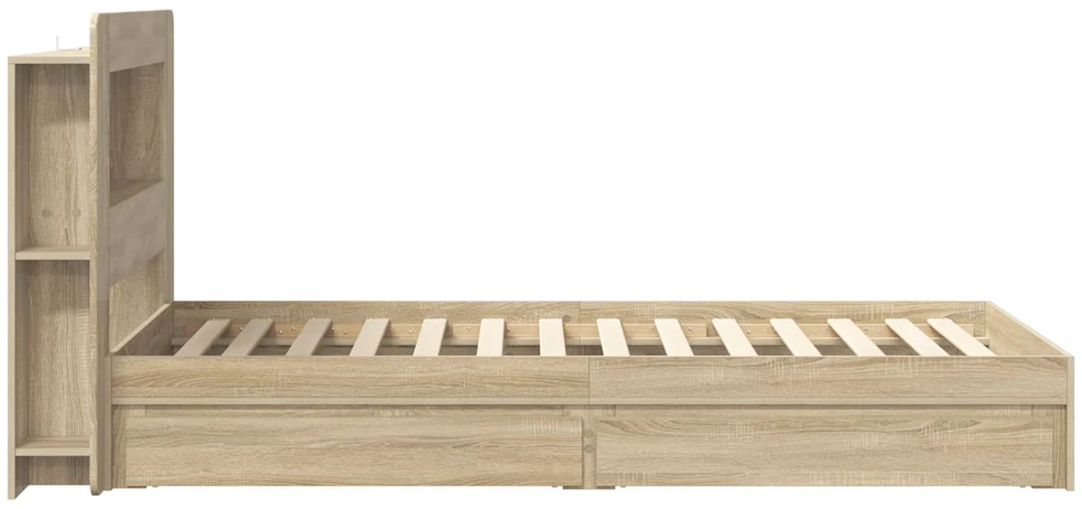 Lova Lovos rėmas su saugojimu su stalčių Sonoma ąžuolas 100 x 200 cm
