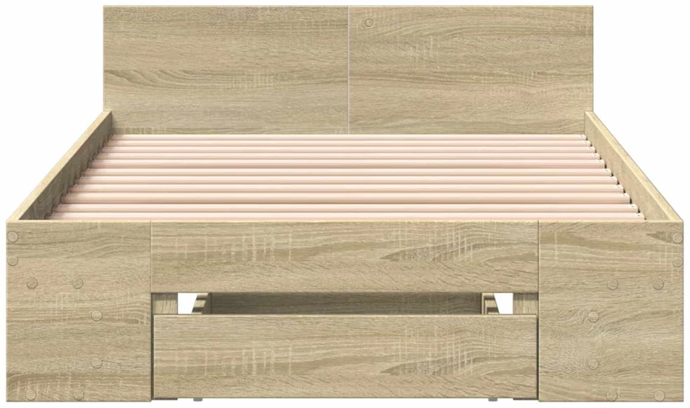 Lova Lovos rėmas su saugojimu su stalčių Sonoma ąžuolas 80 x 200 cm