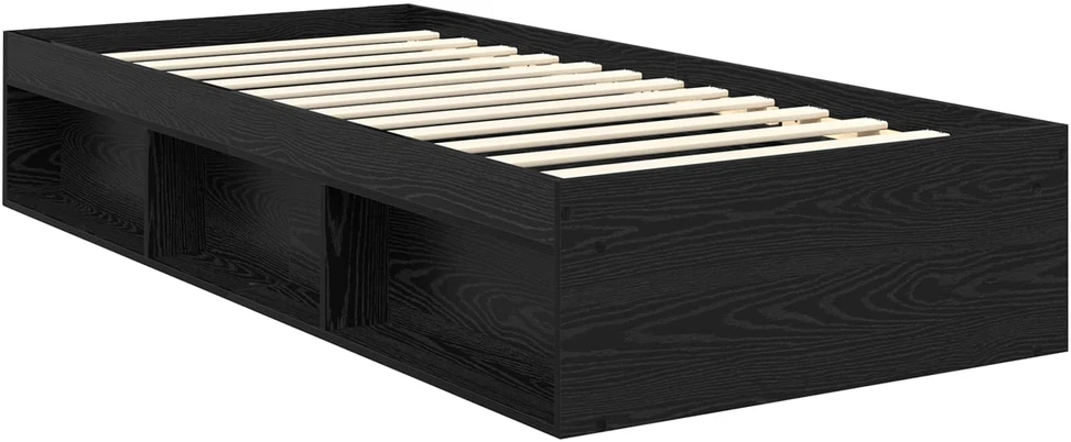 Lova Lovos rėmas Paprastas Juoda 75 x 190 cm Kietos pušies mediena