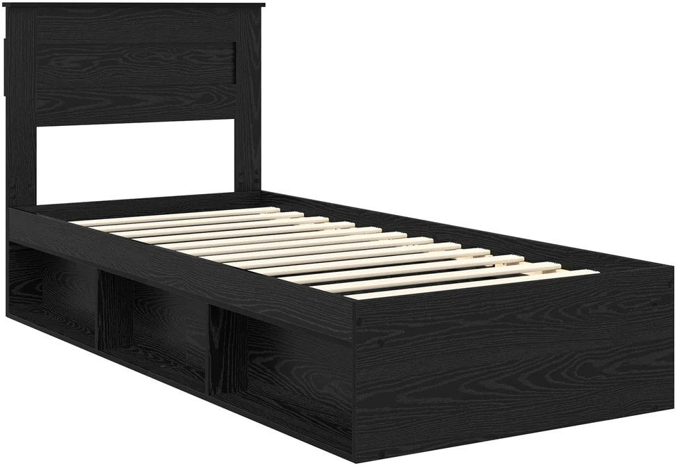 Lova Lovos rėmas Paprastas Juoda 75 x 190 cm Kietos pušies mediena