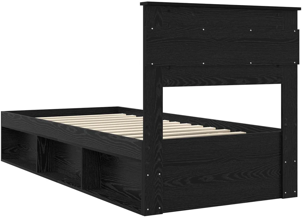Lova Lovos rėmas Paprastas Juoda 75 x 190 cm Kietos pušies mediena