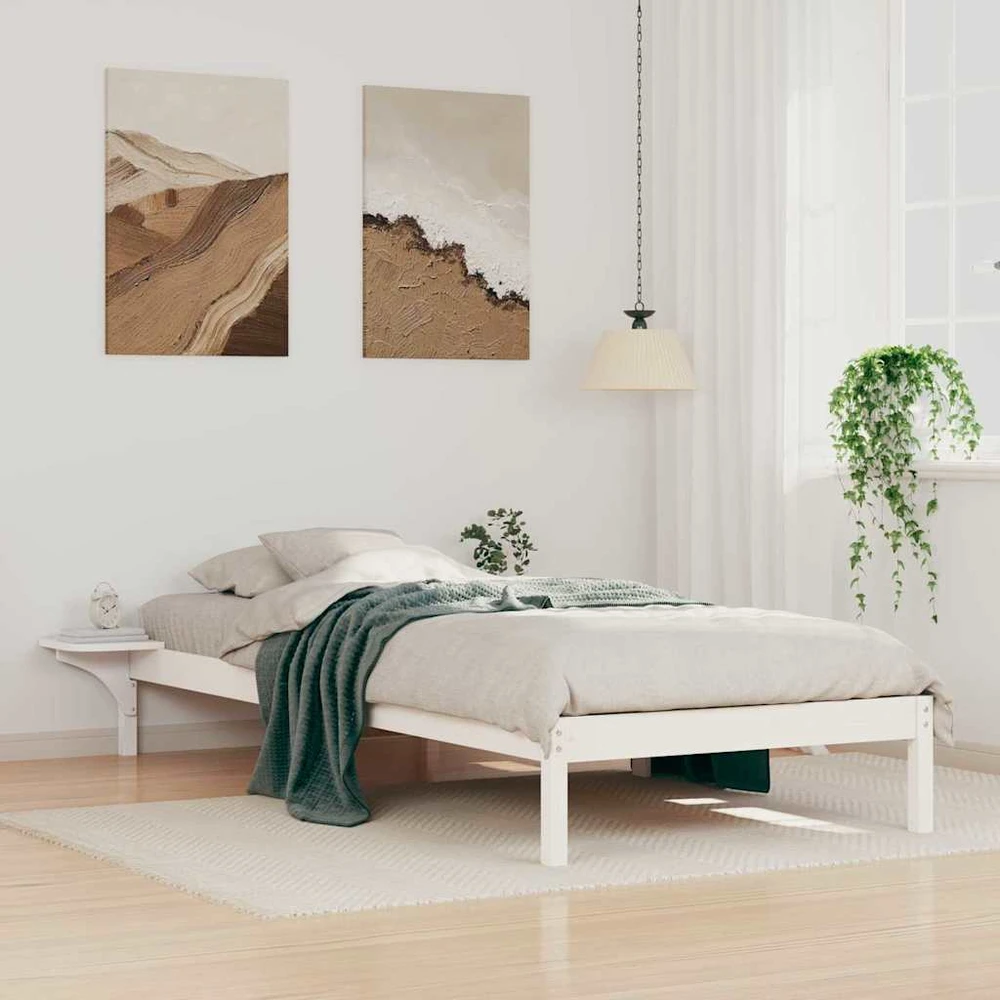 Lova Lovos rėmas su šoninėmis stalelėmis Balta 80 x 220 cm