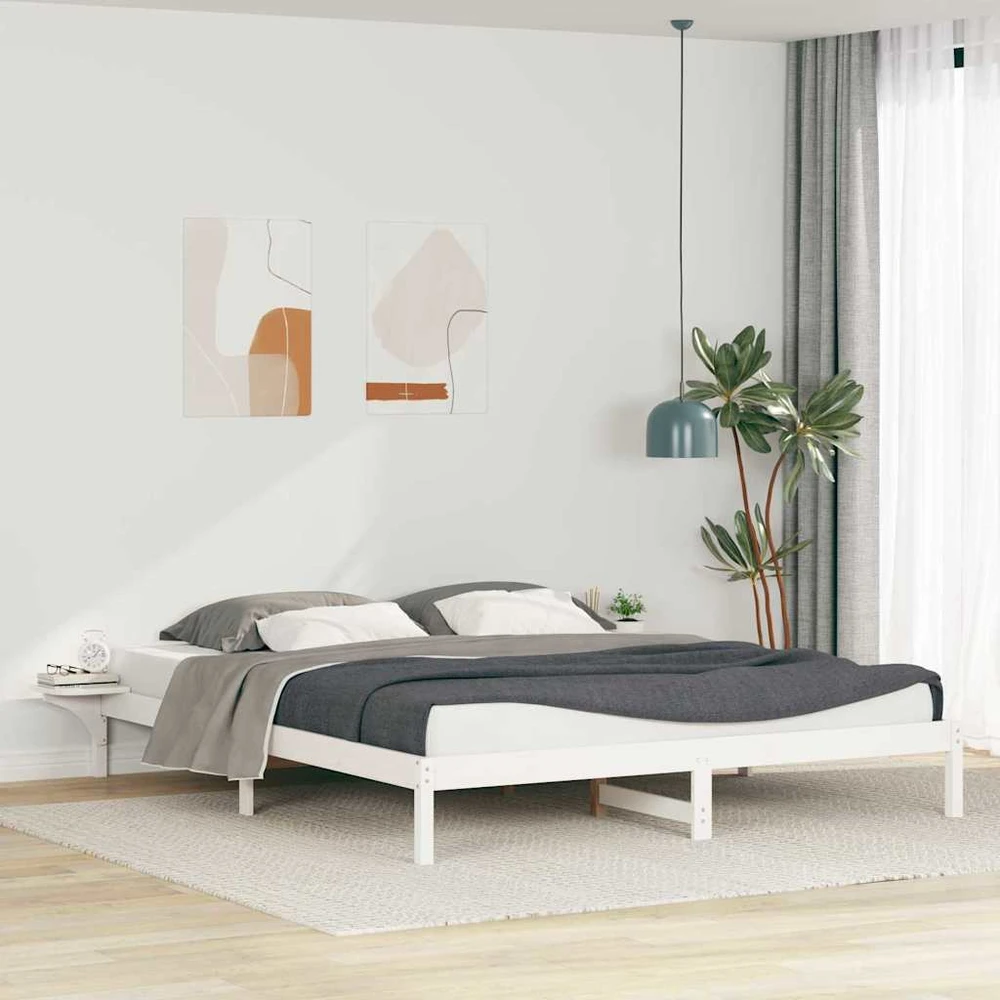 Lova Lovos rėmas su šoninėmis stalelėmis Balta 180 x 220 cm