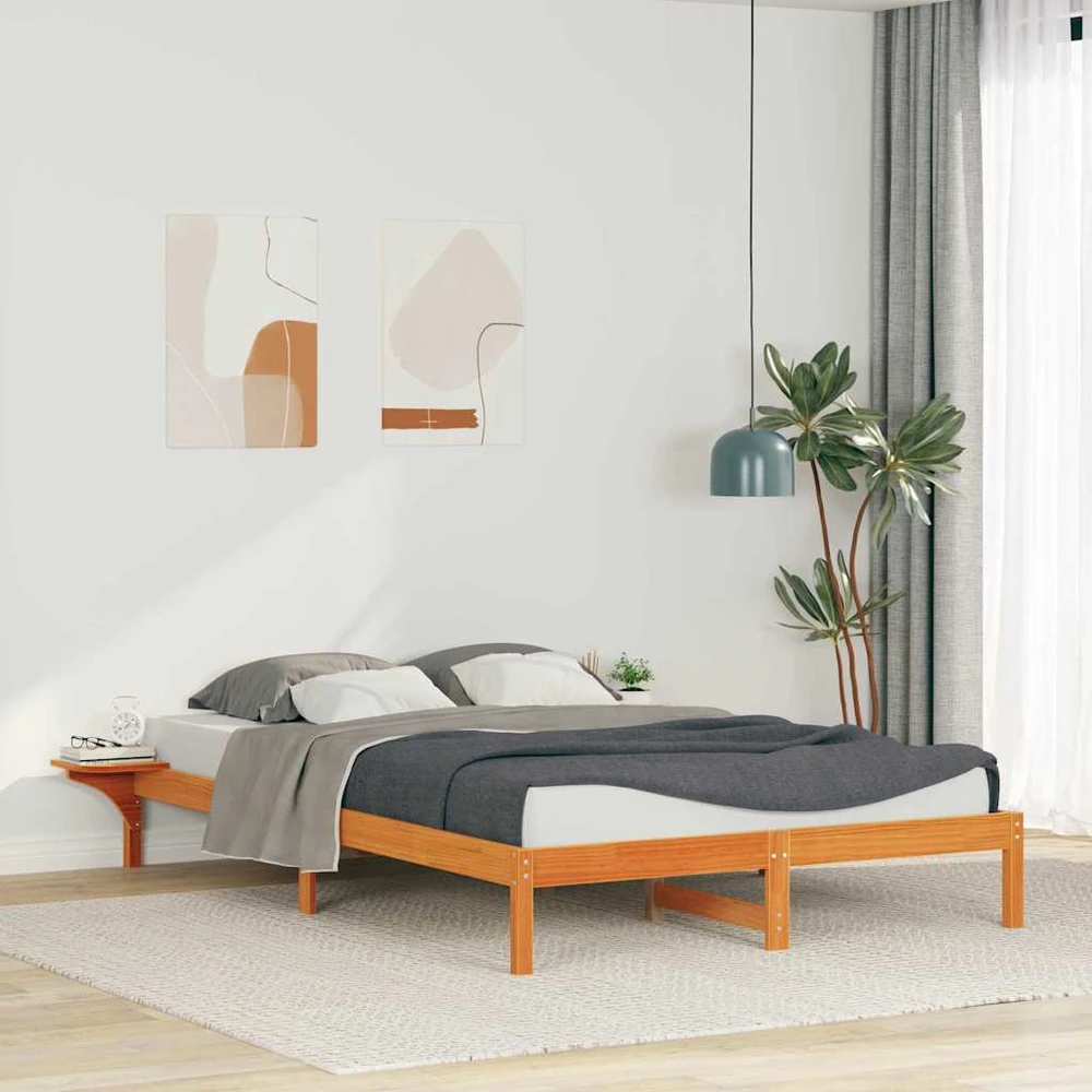 Lova Lovos rėmas su šoninėmis stalelėmis Vaško ruda 140 x 220 cm