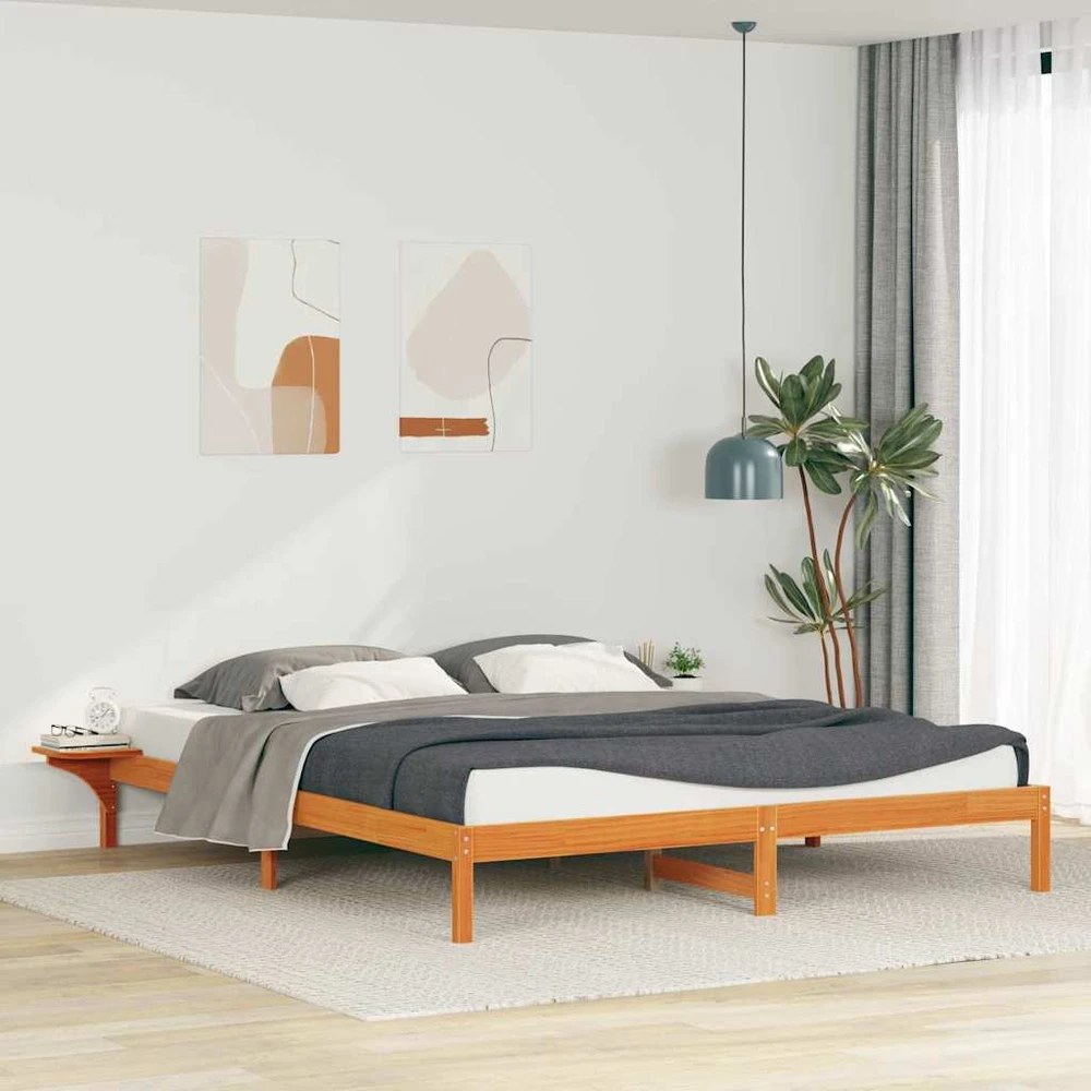 Lova Lovos rėmas su šoninėmis stalelėmis Vaško ruda 180 x 210 cm