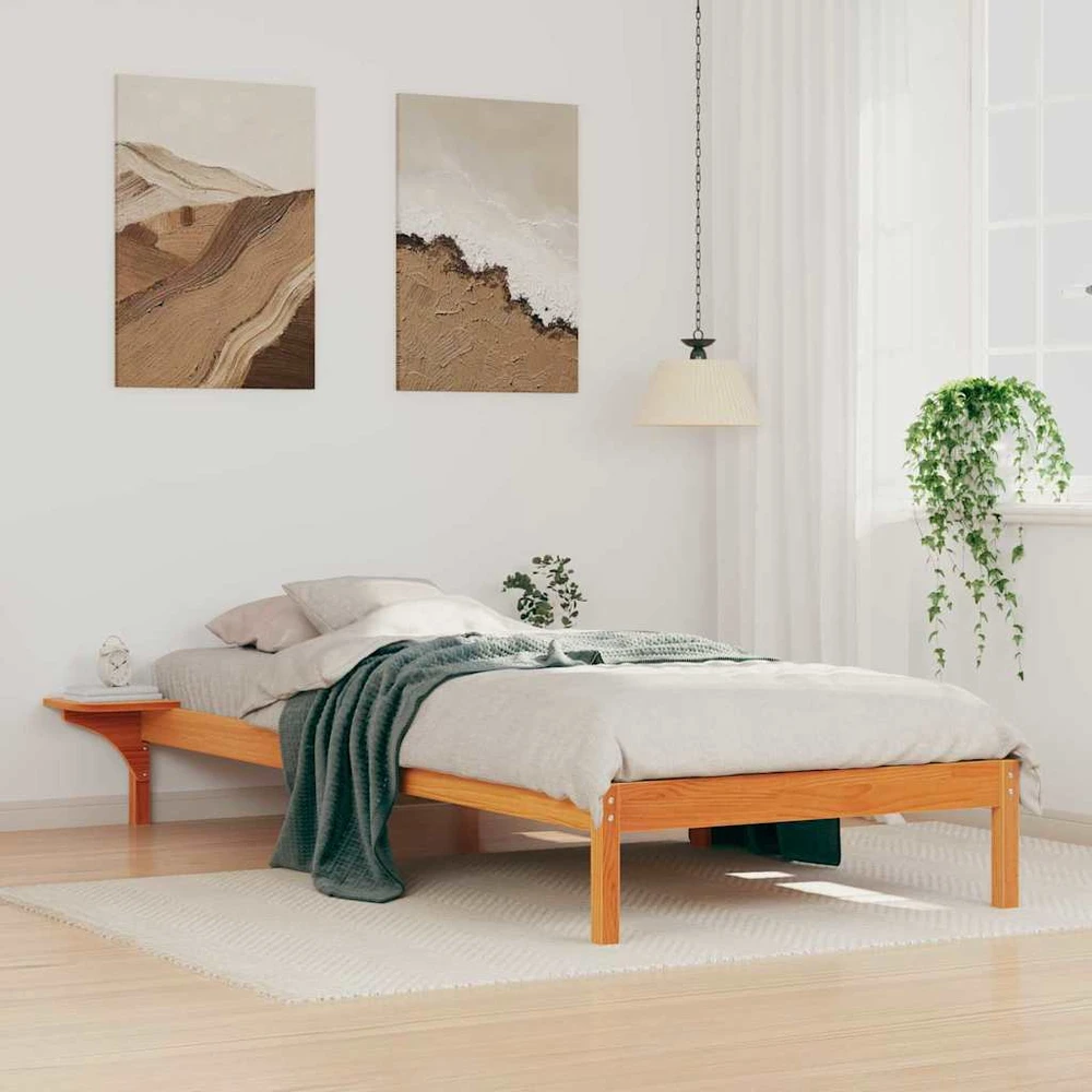 Lova Lovos rėmas su šoninėmis stalelėmis Vaško ruda 100 x 210 cm