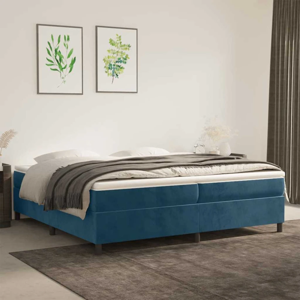 Lovos rėmas be čiužinio tamsiai mėlynas 200x200 cm aksomas