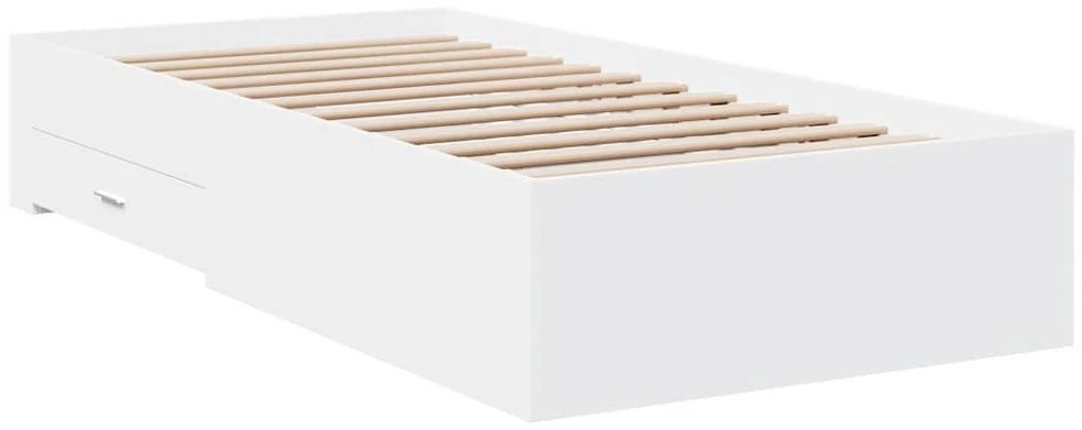 Lovos rėmas su stalčiais, baltas, 100x200cm, apdirbta mediena