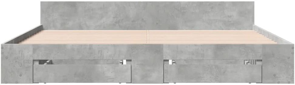 Lovos rėmas su stalčiais, betono, 200x200cm, apdirbta mediena