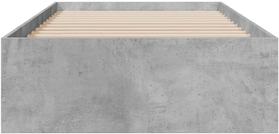 Lovos rėmas su stalčiais, betono, 90x200cm, apdirbta mediena