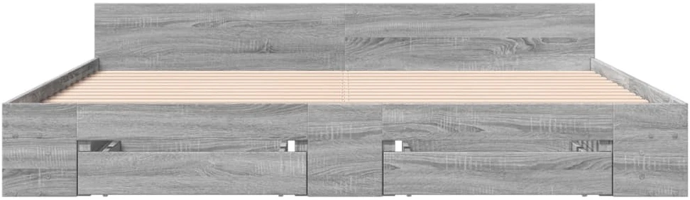 Lovos rėmas su stalčiais, pilkas ąžuolo, 200x200cm, mediena
