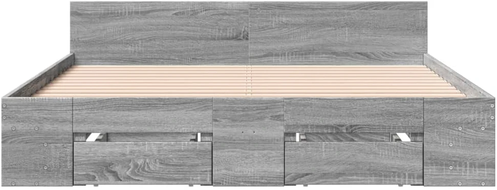 Lovos rėmas su stalčiais, pilkas ąžuolo, 140x200cm, mediena