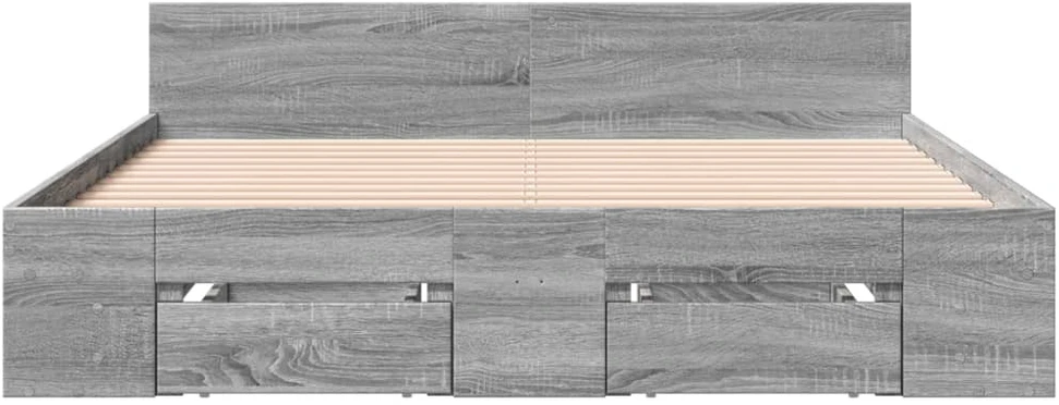 Lovos rėmas su stalčiais, pilkas ąžuolo, 120x200cm, mediena