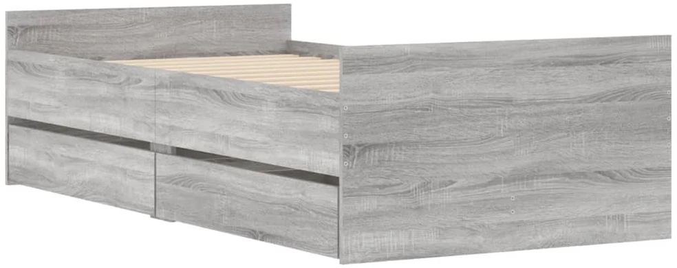 Lovos rėmas su stalčiais, pilkos ąžuolo spalvos, 90x190cm