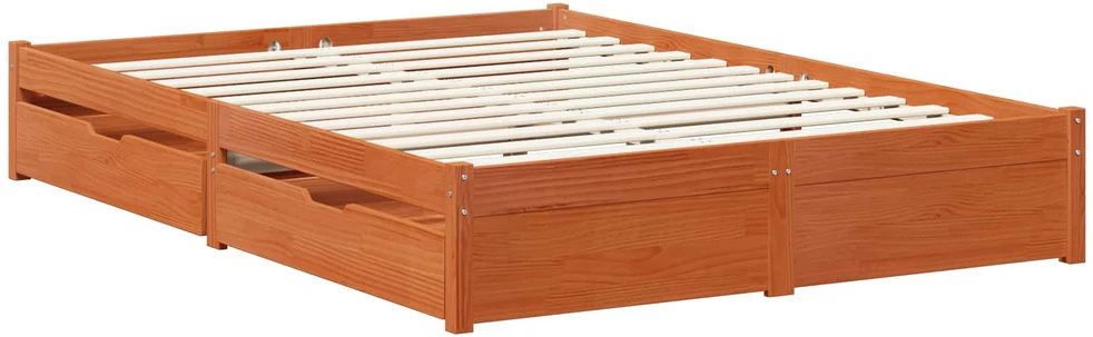 Lova Lovos rėmas su stalčių 3 pcs Vaško ruda Kietas pušies medis
