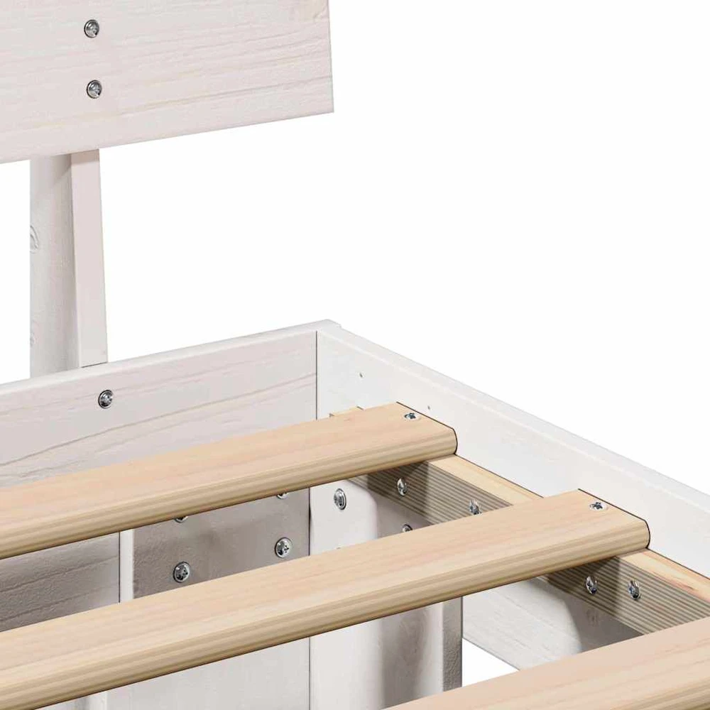 Lovos rėmas su stalčių Balta 150 x 200 cm Kietos pušies mediena