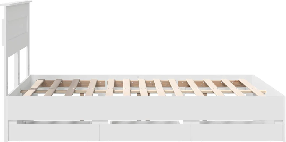 Lovos rėmas su stalčių Balta 160 x 200 cm Inžinerinė mediena