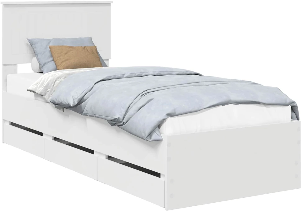 Lova Lovos rėmas su stalčių Balta 75 x 190 cm Inžinerinė mediena