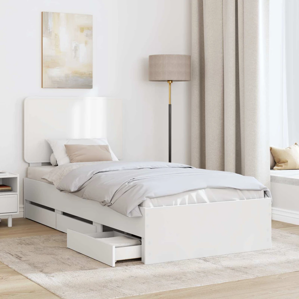 Lova Lovos rėmas su stalčių Balta 75 x 190 cm Inžinerinė mediena
