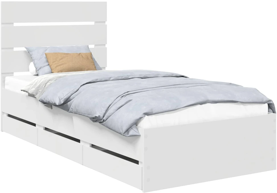 Lova Lovos rėmas su stalčių Balta 75 x 190 cm Inžinerinė mediena