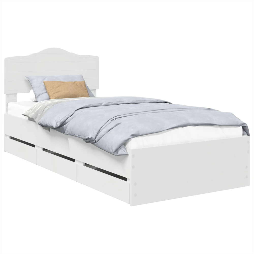 Lova Lovos rėmas su stalčių Balta 75 x 190 cm Inžinerinė mediena