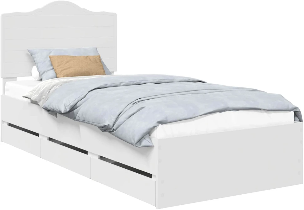 Lova Lovos rėmas su stalčių Baltas 75 x 190 cm Inžinerinė mediena