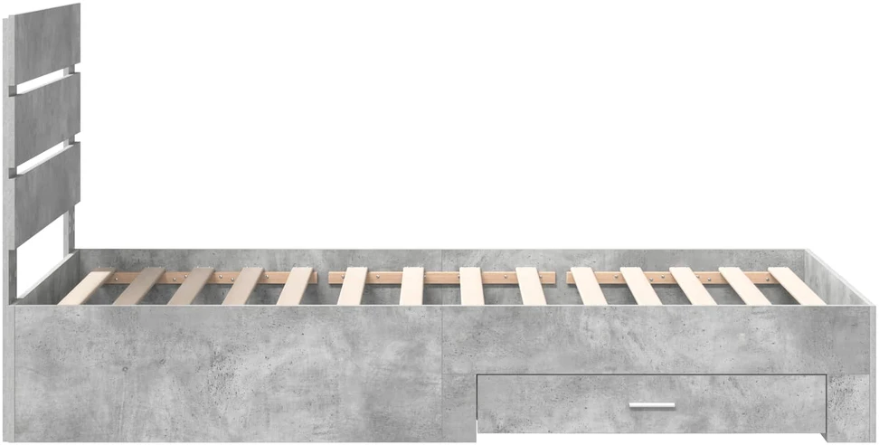 Lova Lovos rėmas su stalčių Betono pilko ir sidabro 70 x 190 cm