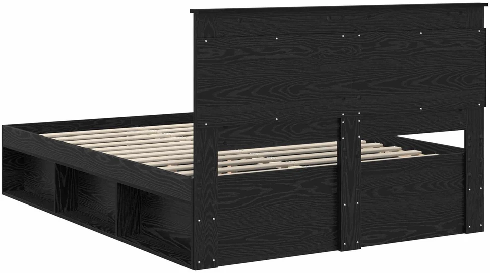 Lovos rėmas su stalčių Juoda 140 x 190 cm Kietos pušies mediena
