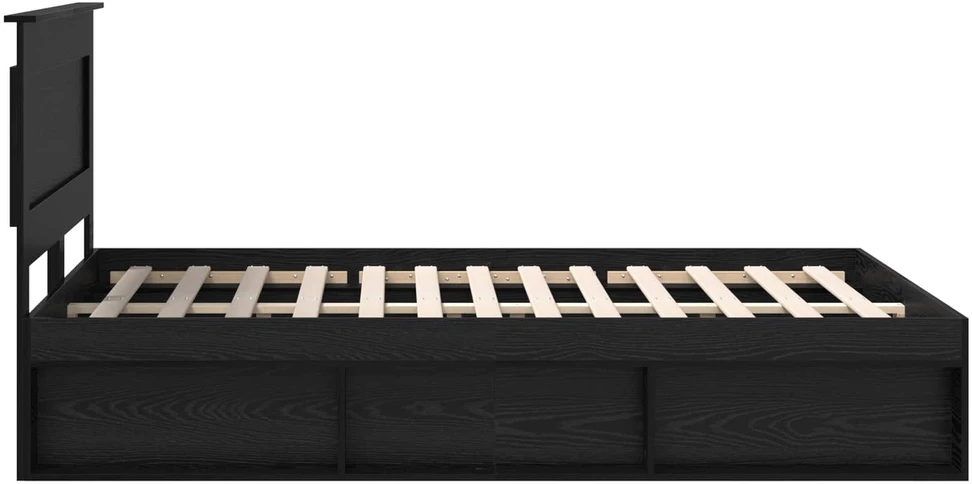 Lovos rėmas su stalčių Juoda 140 x 190 cm Kietos pušies mediena