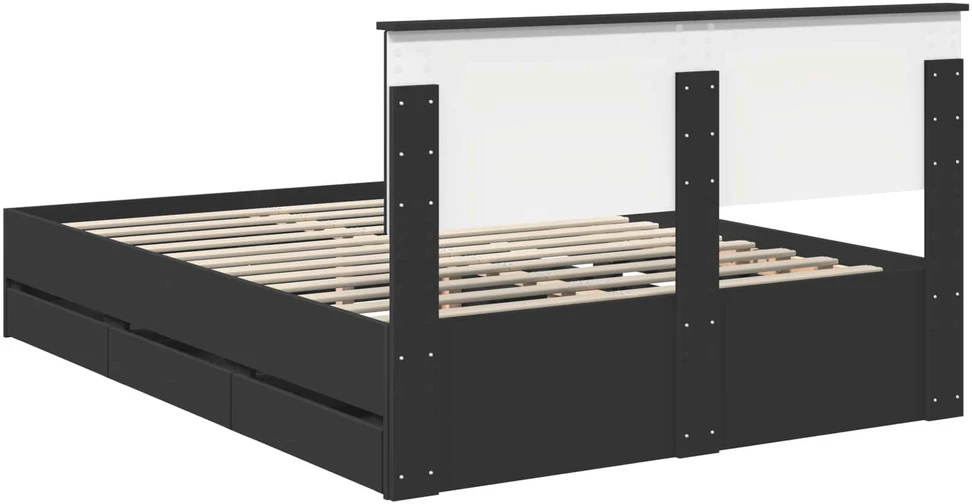 Lovos rėmas su stalčių Juoda 140 x 190 cm Inžinerinė mediena