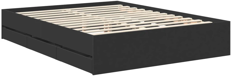 Lovos rėmas su stalčių Juoda 150 x 200 cm Inžinerinė mediena