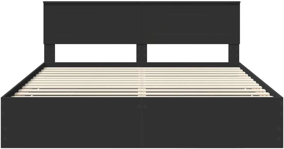 Lovos rėmas su stalčių Juoda 200 x 200 cm Inžinerinė mediena