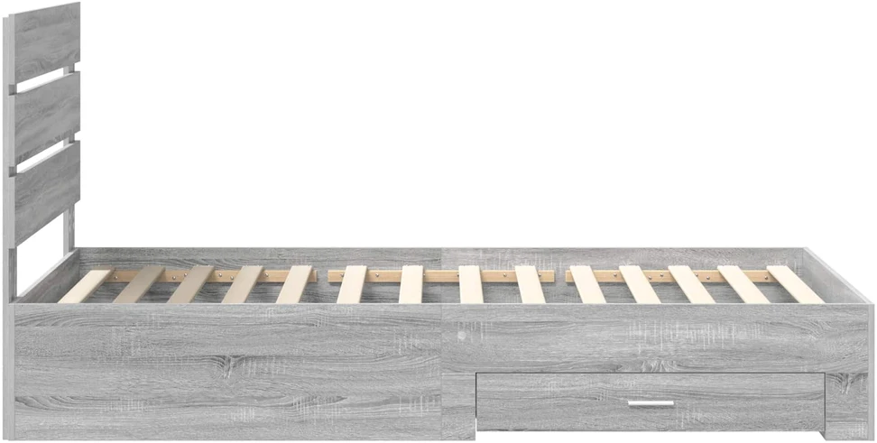 Lova Lovos rėmas su stalčių Pilko Sonamos ir sidabro 75 x 190 cm