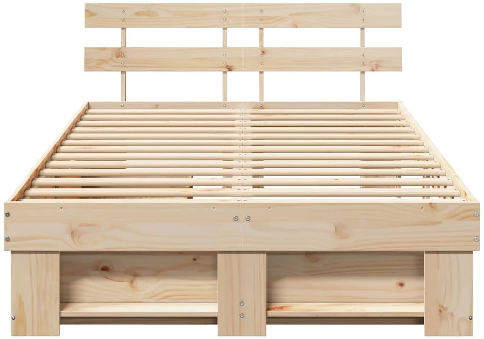 Lova Lovos rėmas su stalčių Ruda 135 x 190 cm Kietos pušies mediena