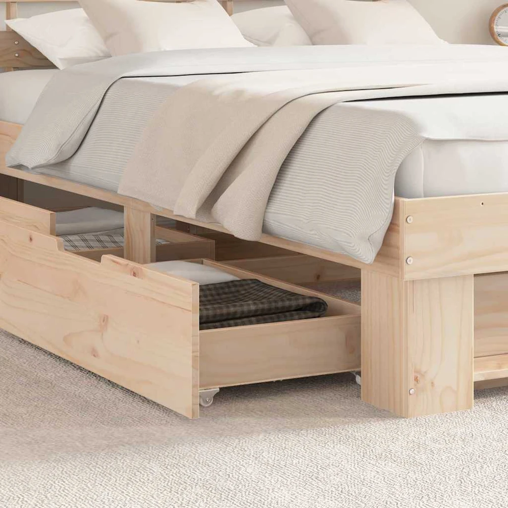 Lovos rėmas su stalčių Ruda 150 x 200 cm Kietos pušies mediena